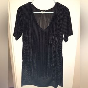Black Velvet V-neck Shirt